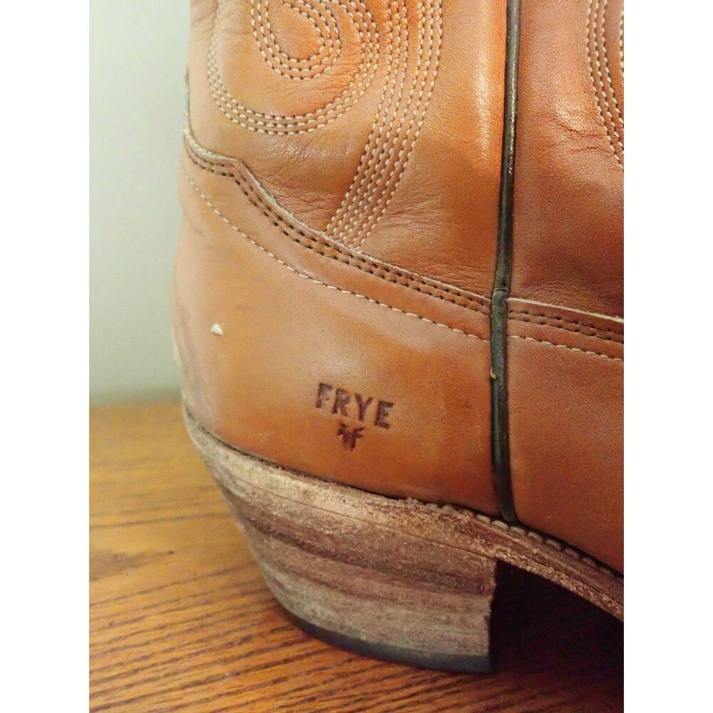 Frye Leather USA Womens 9.5 D Boots Tan Leather Western Cowgirl USA Rodeo - Picture 5 of 10